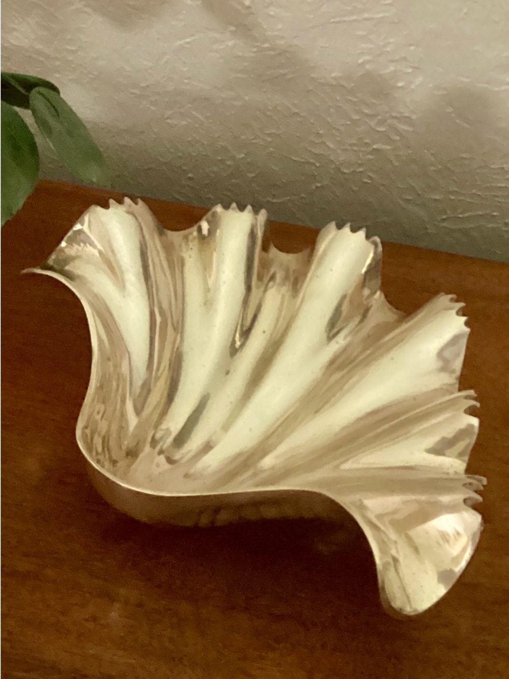 Ben Seibel Style Brass Fluted Clam Shell Footed Trinket Bowl MCM Vintage EUC